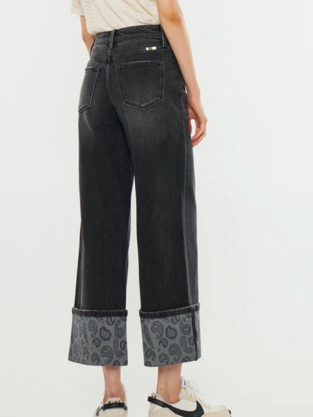 KanCan Black Wash High Rise Wide Leg Cropped Denim - Picture 2 of 4